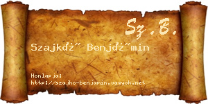 Szajkó Benjámin névjegykártya